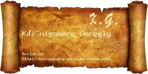 Königsberg Gergely névjegykártya